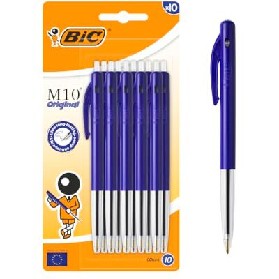 BIC M10 Clic Kugelschreiber, M-Spitze, Blau, 10 Stück BIC M10 Clic Kugelschreiber, M-Spitze, Blau, 10 Stück