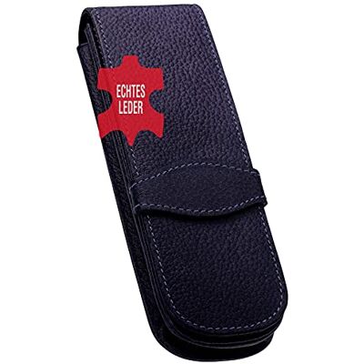 Online Lederetui Classic für 2 Schreibgeräte I Blaues Stifteetui mit Stecklasche & 2 Fächern I Echtleder I Kugelschreiber, Füller I 14,5X 4,5X 2,5 cm I Für alle Marken Online Lederetui Classic für 2 Schreibgeräte I Blaues Stifteetui mit Stecklasche & 2 Fächern I Echtleder I Kugelschreiber, Füller I 14,5X 4,5X 2,5 cm I Für alle Marken