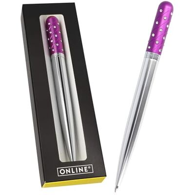 Online 𝗢𝗡𝗟𝗜𝗡𝗘 Crystal Pen Kugelschreiber mit funkelnden Strass-Steinen in Lila, eleganter Stift in Geschenkbox, mit internationale Großraummine, schwarzschreibend, Geschenkidee Online 𝗢𝗡𝗟𝗜𝗡𝗘 Crystal Pen Kugelschreiber mit funkelnden Strass-Steinen in Lila, eleganter Stift in Geschenkbox, mit internationale Großraummine, schwarzschreibend, Geschenkidee