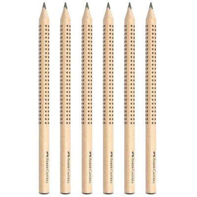Faber-Castell Bleistifte Set Jumbo Grip Natur, 6 Stück, Härtegrad HB Dreikantige Holzstifte mit Grip-Zone für komfortables Schreiben und Zeichnen Faber-Castell Bleistifte Set Jumbo Grip Natur, 6 Stück, Härtegrad HB Dreikantige Holzstifte mit Grip-Zone für komfortables Schreiben und Zeichnen