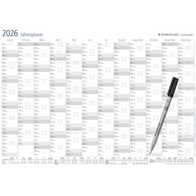 Staedtler Lumocolor Jahresplaner – A3, Wandkalender, abwischbar 12-Monats-Kalender mit korrigierbarem Folienstift – robuster Kunststoff – Art.-Nr. 641 YPA3X Staedtler Lumocolor Jahresplaner – A3, Wandkalender, abwischbar 12-Monats-Kalender mit korrigierbarem Folienstift – robuster Kunststoff – Art.-Nr. 641 YPA3X