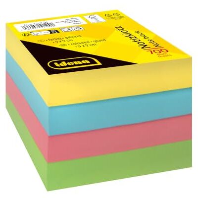 Idena 11199 Notizklotz, 9 x 9 cm, 700 Blatt geleimt, Notizblock aus 75 g/m² FSC-Mix Papier in 4 Farben, nachhaltige Notizzettel Idena 11199 Notizklotz, 9 x 9 cm, 700 Blatt geleimt, Notizblock aus 75 g/m² FSC-Mix Papier in 4 Farben, nachhaltige Notizzettel