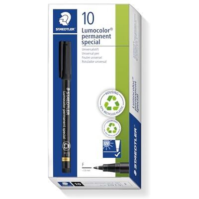 Staedtler 319 F-9 Folienstift Lumocolor special F-Spitze, circa 0.6 mm, permanent, schwarz, 10 Stück im Kartonetui, 319 F-9 VE Staedtler 319 F-9 Folienstift Lumocolor special F-Spitze, circa 0.6 mm, permanent, schwarz, 10 Stück im Kartonetui, 319 F-9 VE