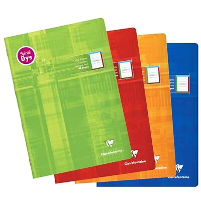 Clairefontaine 36128C Heft A4 (21x29,7cm), 24 Blatt, DYS Spezialheft mit Farblinien Zeilenabstand 2 mm, 90g, farbig sortiert, 1 Stück Clairefontaine 36128C Heft A4 (21x29,7cm), 24 Blatt, DYS Spezialheft mit Farblinien Zeilenabstand 2 mm, 90g, farbig sortiert, 1 Stück