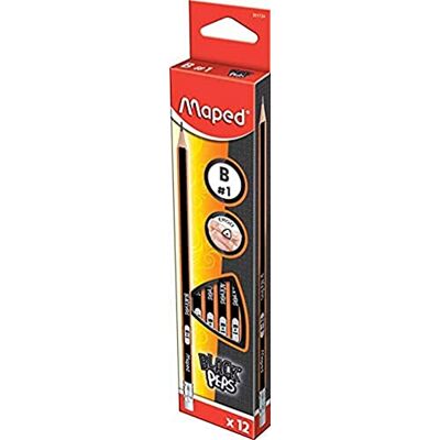 Maped 851724 12x Bleistifte BLACK'PEPS B mit Radierer Schwarz/orange Maped 851724 12x Bleistifte BLACK'PEPS B mit Radierer Schwarz/orange