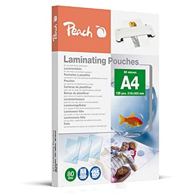 Peach Laminierfolien A4-80 mic 125 pouches glänzend Premiumqualität für beste Laminierergebnisse kompatibel mit Geräten aller Markenhersteller PP580-02P Peach Laminierfolien A4-80 mic 125 pouches glänzend Premiumqualität für beste Laminierergebnisse kompatibel mit Geräten aller Markenhersteller PP580-02P