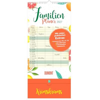 DUMONT Familienplaner Krimskrams mit Tasche 4 Spalten 2027: Familienkalender 22x49 cm mit 4 Spalten, Zetteltasche, Schulferien, Stundenplänen & Jahresübersicht, ideal für Familienorganisation DUMONT Familienplaner Krimskrams mit Tasche 4 Spalten 2027: Familienkalender 22x49 cm mit 4 Spalten, Zetteltasche, Schulferien, Stundenplänen & Jahresübersicht, ideal für Familienorganisation