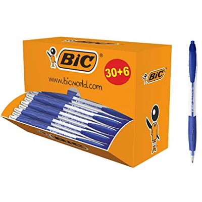 BIC Kugelschreiber Atlantis Classic, in Blau, Strichstärke 0,4 mm, nachfüllbar, Ideal für das Büro, das Home Office oder die Schule, 36er Stück BIC Kugelschreiber Atlantis Classic, in Blau, Strichstärke 0,4 mm, nachfüllbar, Ideal für das Büro, das Home Office oder die Schule, 36er Stück