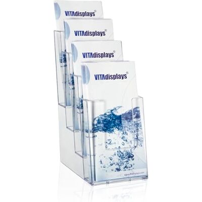 Taymar 4C110 Prospekthalter/Flyerhalter 4 Fächer DIN Lang (DL), Polystyrol, Transparent Taymar 4C110 Prospekthalter/Flyerhalter 4 Fächer DIN Lang (DL), Polystyrol, Transparent