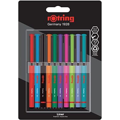 rOtring Liner-Fineliner-Stifte 0,4 mm Farbstifte zum Schreiben und Zeichnen plastikfreie Verpackung diverse Farben 10 Stück rOtring Liner-Fineliner-Stifte 0,4 mm Farbstifte zum Schreiben und Zeichnen plastikfreie Verpackung diverse Farben 10 Stück