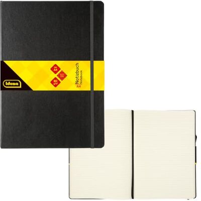 Idena 209292 Notizbuch DIN A4, liniert, Papier cremefarben, 192 Seiten, 80 g/m², Hardcover in Schwarz Idena 209292 Notizbuch DIN A4, liniert, Papier cremefarben, 192 Seiten, 80 g/m², Hardcover in Schwarz