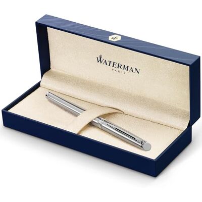 Waterman Hémisphère Tintenroller Edelstahl mit Chromzierteile feine Spitze Schwarze Tinte Geschenkbox Waterman Hémisphère Tintenroller Edelstahl mit Chromzierteile feine Spitze Schwarze Tinte Geschenkbox