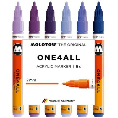 Molotow One4All 127HS Acryl Marker Violet Set (2,0 mm Strichstärke, hochdeckend und permanent, schnell trocknend, nachfüllbar, für fast alle Untergründe) 6 Stück sortiert Molotow One4All 127HS Acryl Marker Violet Set (2,0 mm Strichstärke, hochdeckend und permanent, schnell trocknend, nachfüllbar, für fast alle Untergründe) 6 Stück sortiert