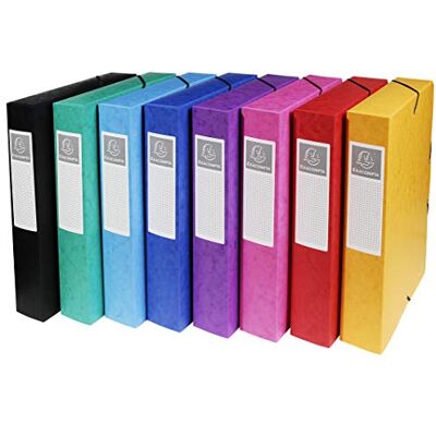 Exacompta 50600E 8er Pack Premium Sammelboxen aufgebaut mit Gummizug 60 mm breit aus extra starkem Colorspan-Karton mit Rückenschild für DIN A4 Archivbox Heftbox Dokumentenbox farbig sortiert Exacompta 50600E 8er Pack Premium Sammelboxen aufgebaut mit Gummizug 60 mm breit aus extra starkem Colorspan-Karton mit Rückenschild für DIN A4 Archivbox Heftbox Dokumentenbox farbig sortiert