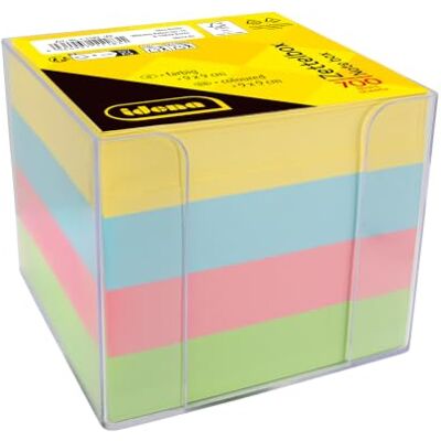 Idena Zettelbox transparent, 9 x 9 x 8 cm inkl. 700 Blatt Zettelblock, FSC-Mix Papier in 4 Farben, 11183 Idena Zettelbox transparent, 9 x 9 x 8 cm inkl. 700 Blatt Zettelblock, FSC-Mix Papier in 4 Farben, 11183