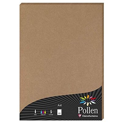Clairefontaine 29135C Packung mit 50 Blatt Pollen, DIN A4, 210 x 297 mm, 120g, Kraft Natur Clairefontaine 29135C Packung mit 50 Blatt Pollen, DIN A4, 210 x 297 mm, 120g, Kraft Natur