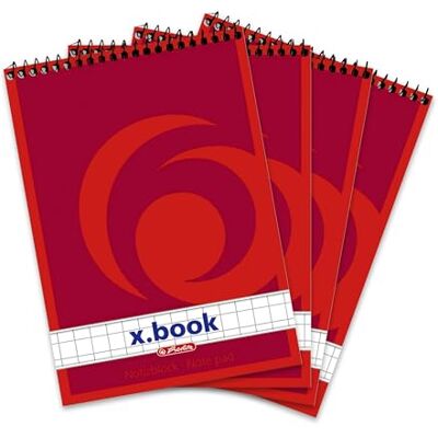 Herlitz Spiral-Notizblock x.book A6, kariert, 50 Blatt, ohne Rand, 4 Stück Herlitz Spiral-Notizblock x.book A6, kariert, 50 Blatt, ohne Rand, 4 Stück