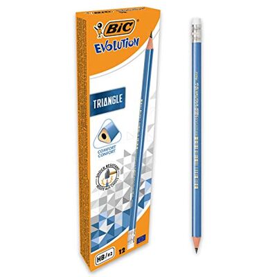 BIC Evolution Triangle HB Dreikant Bleistifte mit Radiergummi 12er Pack BIC Evolution Triangle HB Dreikant Bleistifte mit Radiergummi 12er Pack