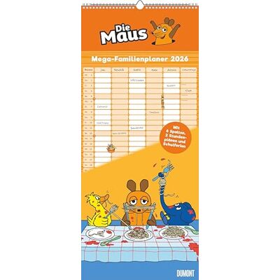 DUMONT Die Maus Megaplaner 2026 – XXL Mega-Familienplaner 30 x 70 cm mit 6 Spalten, Stundenplänen & Ferientabelle: Zur Sendung mit der Maus DUMONT Die Maus Megaplaner 2026 – XXL Mega-Familienplaner 30 x 70 cm mit 6 Spalten, Stundenplänen & Ferientabelle: Zur Sendung mit der Maus