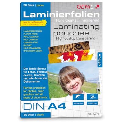GENIE Laminierfolien DIN A4 (125 Micron) 50er Pack GENIE Laminierfolien DIN A4 (125 Micron) 50er Pack