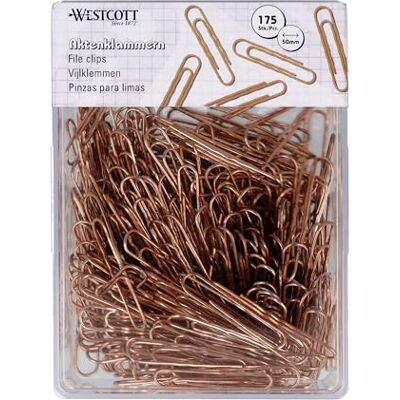 Westcott Büroklammern Kupfer 175 Stück Vorratspack Aktenklammern 50mm Praktische Kunststoffbox Papierklammern für Büro und Haushalt E-10644 00 Westcott Büroklammern Kupfer 175 Stück Vorratspack Aktenklammern 50mm Praktische Kunststoffbox Papierklammern für Büro und Haushalt E-10644 00
