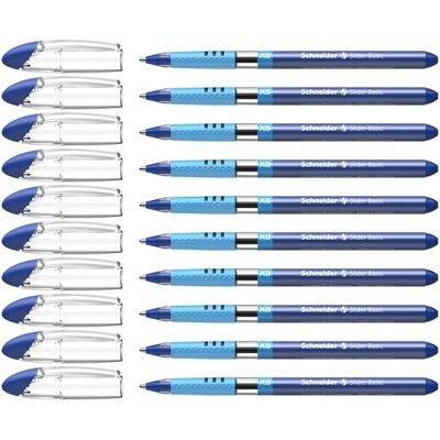 Schneider 151203 Slider Basic Kugelschreiber (Kappenmodell mit Soft-Grip-Zone, Strichstärke XB) 10er Pack, blau Schneider 151203 Slider Basic Kugelschreiber (Kappenmodell mit Soft-Grip-Zone, Strichstärke XB) 10er Pack, blau