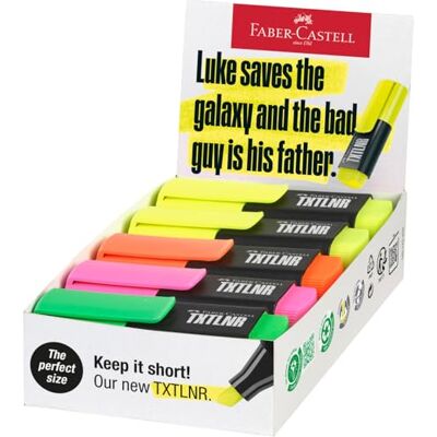 Faber-Castell Textmarker Set TXTLNR, 10 Neon Marker Kompakte Highlighter mit Keilspitze und 4 leuchtenden Neonfarben, Textmarker Mini für Kinder und Erwachsene Faber-Castell Textmarker Set TXTLNR, 10 Neon Marker Kompakte Highlighter mit Keilspitze und 4 leuchtenden Neonfarben, Textmarker Mini für Kinder und Erwachsene