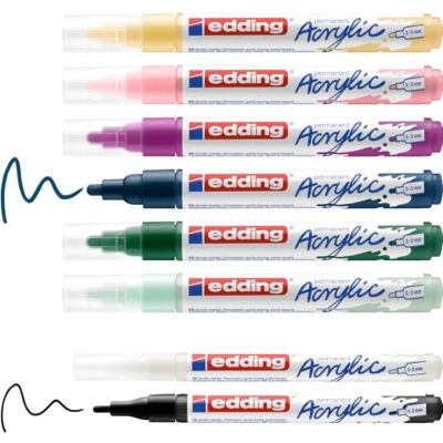 edding Start Easy Set Acrylstifte wasserfest fein und medium, inkl. Postkartenblock 8 Acrylfarben Set (nordic) Acryl Farben zum Malen auf Leinwand oder Holz Acrylstifte für Steine edding Start Easy Set Acrylstifte wasserfest fein und medium, inkl. Postkartenblock 8 Acrylfarben Set (nordic) Acryl Farben zum Malen auf Leinwand oder Holz Acrylstifte für Steine