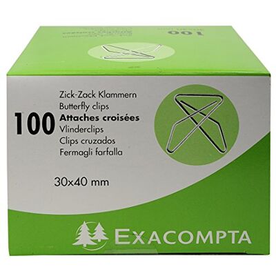 Exacompta 14765E 100er Pack ZickZack Büroklammern 30x40mm Eckklammern aus Aluminium in praktischer Aufbewahrungsbox Exacompta 14765E 100er Pack ZickZack Büroklammern 30x40mm Eckklammern aus Aluminium in praktischer Aufbewahrungsbox