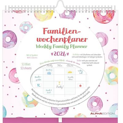 Alpha Familien Wochenkalender Dots 2026 – Familienplaner im Format 30,5x30,5 cm – Wochenkalender mit 6 Spalten – Mit Aufklebern, Stifthalter – Terminplaner – FSC-zertifiziert Alpha Familien Wochenkalender Dots 2026 – Familienplaner im Format 30,5x30,5 cm – Wochenkalender mit 6 Spalten – Mit Aufklebern, Stifthalter – Terminplaner – FSC-zertifiziert