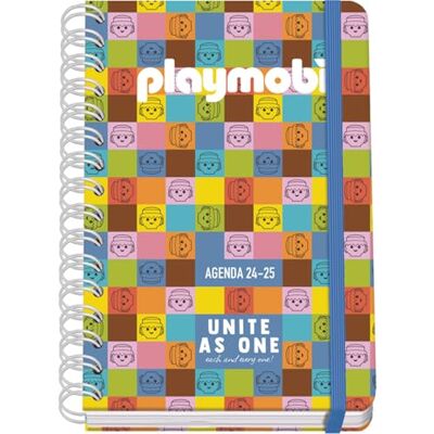 DOHE Schulagenda 2025 2026 Wochenübersicht, Größe A5 (15x21 cm), Spanisch und Englisch, Doppelspiralbindung und Gummiband, Hardcover, 4 Stickerseiten Playmobil Unite As One DOHE Schulagenda 2025 2026 Wochenübersicht, Größe A5 (15x21 cm), Spanisch und Englisch, Doppelspiralbindung und Gummiband, Hardcover, 4 Stickerseiten Playmobil Unite As One
