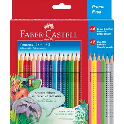 Faber-Castell Buntstifte Set, 24 Farben mit Neonfarben Ergonomische und bruchsichere Farbstifte inklusive 4 Neonfarben und 2 Bleistiften, für Kinder und Erwachsene Faber-Castell Buntstifte Set, 24 Farben mit Neonfarben Ergonomische und bruchsichere Farbstifte inklusive 4 Neonfarben und 2 Bleistiften, für Kinder und Erwachsene