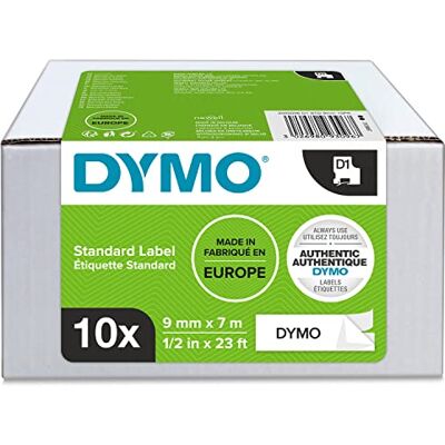Dymo Original D1-Etikettenband schwarz auf weiß 9 mm x 7 m selbstklebendes Schriftband für LabelManager-Beschriftungsgerät 10 D1 Etikettenkassetten Dymo Original D1-Etikettenband schwarz auf weiß 9 mm x 7 m selbstklebendes Schriftband für LabelManager-Beschriftungsgerät 10 D1 Etikettenkassetten