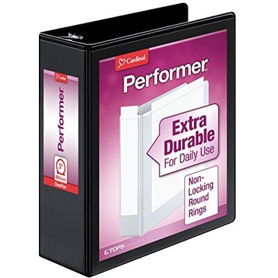 Cardinal 3-Ringbuch, Ordner für Schule und Büro, langlebiger 7,6 cm Performer ClearVue Ordner, runde Ringe, 625 Blatt Kapazität, anpassbare ClearVue-Einband, PVC-frei, Schwarz (67525) Cardinal 3-Ringbuch, Ordner für Schule und Büro, langlebiger 7,6 cm Performer ClearVue Ordner, runde Ringe, 625 Blatt Kapazität, anpassbare ClearVue-Einband, PVC-frei, Schwarz (67525)
