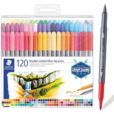 Staedtler Doppelfasermaler, zwei Spitzen für schmale und breite Linien, Klarfaltetui mit 120 leuchtenden Farben, 3200 TB120 Staedtler Doppelfasermaler, zwei Spitzen für schmale und breite Linien, Klarfaltetui mit 120 leuchtenden Farben, 3200 TB120