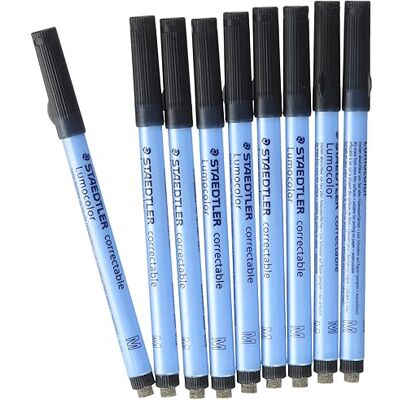 Staedtler 305 M-9 Lumocolor correctable Folienstift M-Spitze, circa 1.0 mm, 10 Stück im Kartonetui, schwarz Staedtler 305 M-9 Lumocolor correctable Folienstift M-Spitze, circa 1.0 mm, 10 Stück im Kartonetui, schwarz