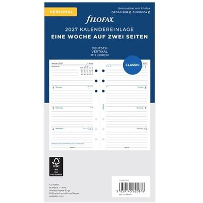 Filofax Kalendereinlage Personal 1 Woche auf 2 Seiten vertikal deutsch 2027 Filofax Kalendereinlage Personal 1 Woche auf 2 Seiten vertikal deutsch 2027