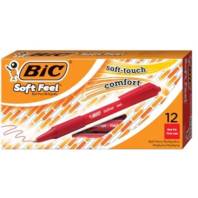 BIC Soft Feel Clic Grip Druckkugelschreiber 0,4 mm Rot – 1,0 mm Kugeldurchmesser, 12 Stück BIC Soft Feel Clic Grip Druckkugelschreiber 0,4 mm Rot – 1,0 mm Kugeldurchmesser, 12 Stück