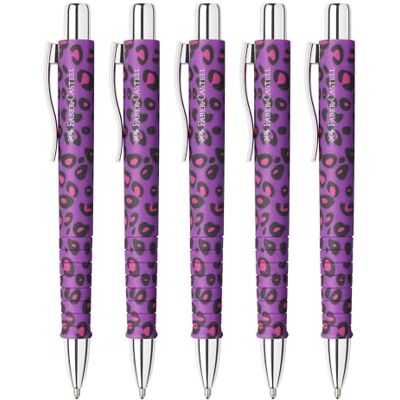 Faber-Castell Kugelschreiber Poly Ball Leo Nightshade, 5 Stück Auswechselbare XB Mine, dokumentenecht, ergonomische Dreikantform für komfortables Schreiben Faber-Castell Kugelschreiber Poly Ball Leo Nightshade, 5 Stück Auswechselbare XB Mine, dokumentenecht, ergonomische Dreikantform für komfortables Schreiben