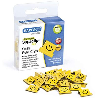 Rapesco 1380 Supaclip 40 Lächeln Nachfüllklammern, Gelb, 100 Stück Rapesco 1380 Supaclip 40 Lächeln Nachfüllklammern, Gelb, 100 Stück