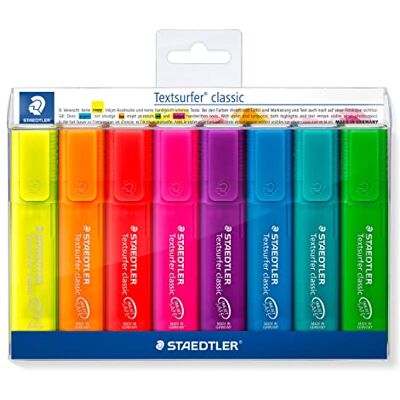 Staedtler Textsurfer Classic 364 Textmarker – 8er, nachfüllbar Keilspitze 1–5 mm, INK·JET SAFE – 97% recyceltes Plastik – Art.-Nr. 364 P WP8 Staedtler Textsurfer Classic 364 Textmarker – 8er, nachfüllbar Keilspitze 1–5 mm, INK·JET SAFE – 97% recyceltes Plastik – Art.-Nr. 364 P WP8