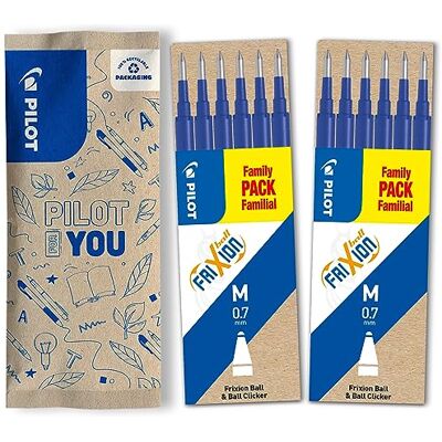 PILOT FriXion Ersatzminen 0.7 12 Stück (6er Sets), Blau Radierbare Tinte Kompatibel Mit Ball & Clicker Mittlere Stärke Gel-Tintenrollermine PILOT FriXion Ersatzminen 0.7 12 Stück (6er Sets), Blau Radierbare Tinte Kompatibel Mit Ball & Clicker Mittlere Stärke Gel-Tintenrollermine