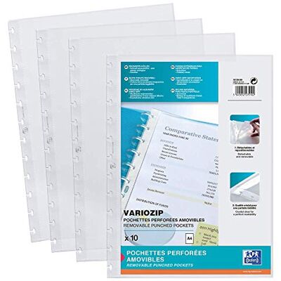 Oxford manageMe! Prospekthüllen A4, PP 0,08 mm, glasklar, 10 Stück Mit vario-zipp-Prinzip und Öffnung oben, ideal als Ersatz- oder Ergänzungshüllen für Ringmappen Oxford manageMe! Prospekthüllen A4, PP 0,08 mm, glasklar, 10 Stück Mit vario-zipp-Prinzip und Öffnung oben, ideal als Ersatz- oder Ergänzungshüllen für Ringmappen