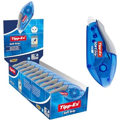 BIC Tipp-Ex Korrekturroller Soft Grip, Korrekturmaus, 10 m x 4,2 mm, 10er-Pack, ideal für das Büro, das Home Office oder die Schule BIC Tipp-Ex Korrekturroller Soft Grip, Korrekturmaus, 10 m x 4,2 mm, 10er-Pack, ideal für das Büro, das Home Office oder die Schule