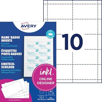 Avery L4727-20 Namensschild-Einsteckschilder 54 x 90 mm Avery L4727-20 Namensschild-Einsteckschilder 54 x 90 mm