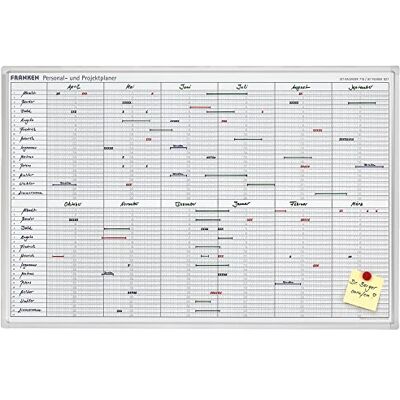 Franken Personal- & Projektplaner über 12 Monate mit 24 Positionen, lackiert, magnetisch, beschreibbar, trocken abwischbar, mit Aluminiumrahmen, Magnettafel zur Wandbefestigung, 90 x 60 cm, JK710 Franken Personal- & Projektplaner über 12 Monate mit 24 Positionen, lackiert, magnetisch, beschreibbar, trocken abwischbar, mit Aluminiumrahmen, Magnettafel zur Wandbefestigung, 90 x 60 cm, JK710