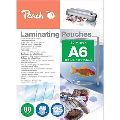 Peach Laminierfolien A6-80 mic 125 pouches glänzend Premiumqualität für beste Laminierergebnisse kompatibel mit Geräten aller Markenhersteller PP580-04P Peach Laminierfolien A6-80 mic 125 pouches glänzend Premiumqualität für beste Laminierergebnisse kompatibel mit Geräten aller Markenhersteller PP580-04P