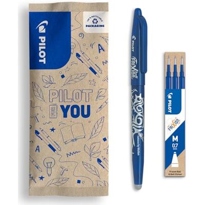 PILOT FriXion Ball 0.7 Set Radierbarer Tintenroller + 3er-Minen-Set Nachfüllbarer Rollerball aus recyceltem Kunststoff Angenehmes Schreibgefühl Blau Mittlere Spitze PILOT FriXion Ball 0.7 Set Radierbarer Tintenroller + 3er-Minen-Set Nachfüllbarer Rollerball aus recyceltem Kunststoff Angenehmes Schreibgefühl Blau Mittlere Spitze