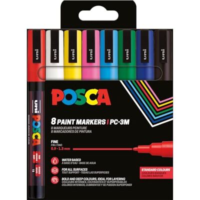 POSCA 186558 Marker Set, 8 Acrylstifte PC-3M, Permanent Marker 0,9 1,3 mm Rundspitze POSCA 186558 Marker Set, 8 Acrylstifte PC-3M, Permanent Marker 0,9 1,3 mm Rundspitze