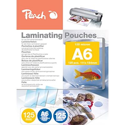 Peach Laminierfolien A6-125 mic 125 pouches glänzend Premiumqualität kompatibel mit Geräten aller Markenhersteller PP525-04P Peach Laminierfolien A6-125 mic 125 pouches glänzend Premiumqualität kompatibel mit Geräten aller Markenhersteller PP525-04P